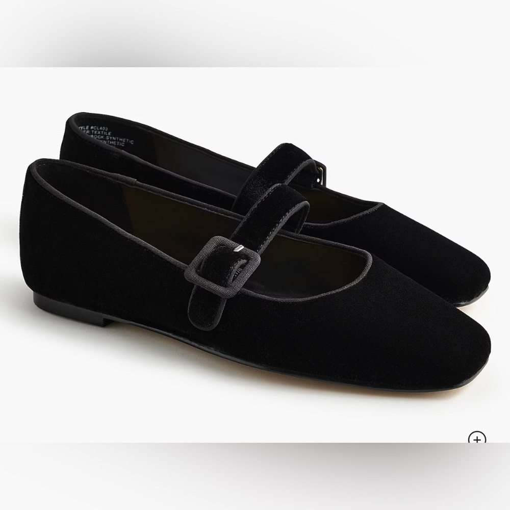 J.Crew NWOT Velvety square-toe Mary Jane flats in black